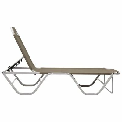 VidaXL Chaise longue Aluminium et textilène Taupe 5 VidaXL Chaise longue Aluminium et textilène Taupe – Image 3