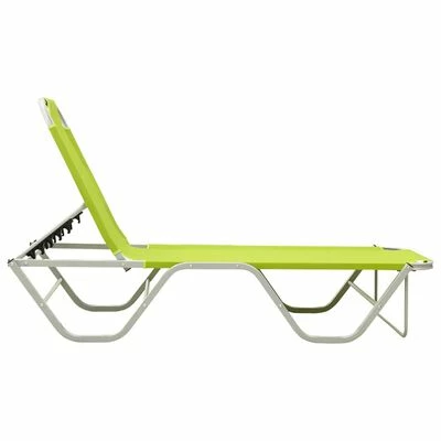 VidaXL Chaise longue Aluminium et textilène Vert 5 VidaXL Chaise longue Aluminium et textilène Vert – Image 3