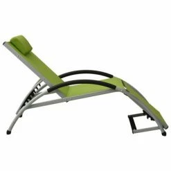 VidaXL Chaise longue avec oreiller Textilène Vert 10 VidaXL Chaise longue avec oreiller Textilène Vert -Bains de soleil Soldes image 3 310532