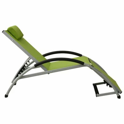 VidaXL Chaise longue avec oreiller Textilène Vert 5 VidaXL Chaise longue avec oreiller Textilène Vert – Image 3