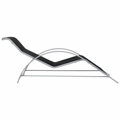 VidaXL Chaise longue Textilène et aluminium Noir 5 VidaXL Chaise longue Textilène et aluminium Noir – Image 3