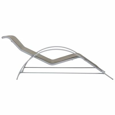 VidaXL Chaise longue Textilène et aluminium Taupe 5 VidaXL Chaise longue Textilène et aluminium Taupe – Image 3