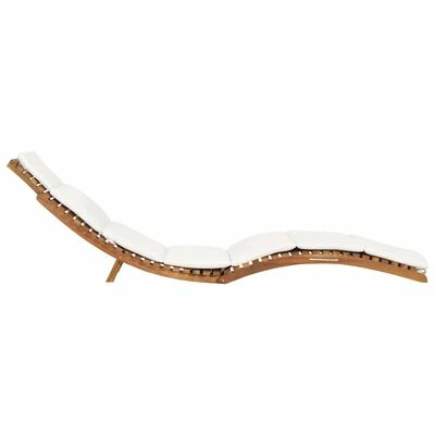 VidaXL Chaise longue pliable avec coussin blanc crème Bois de teck 5 VidaXL Chaise longue pliable avec coussin blanc crème Bois de teck – Image 3