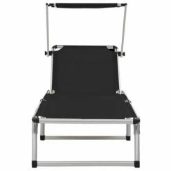 VidaXL Chaises longues pliables et toit 2 pcs Aluminium textilène Noir 10 VidaXL Chaises longues pliables et toit 2 pcs Aluminium textilène Noir -Bains de soleil Soldes image 3 312458