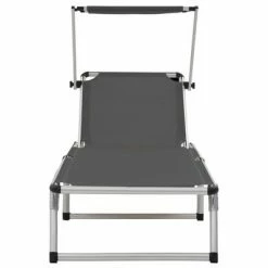 VidaXL Chaises longues pliables et toit 2 pcs Aluminium textilène Gris 10 VidaXL Chaises longues pliables et toit 2 pcs Aluminium textilène Gris -Bains de soleil Soldes image 3 312460