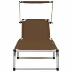 VidaXL Chaises longues pliables toit 2 pcs Aluminium textilène Marron 10 VidaXL Chaises longues pliables toit 2 pcs Aluminium textilène Marron -Bains de soleil Soldes image 3 312461
