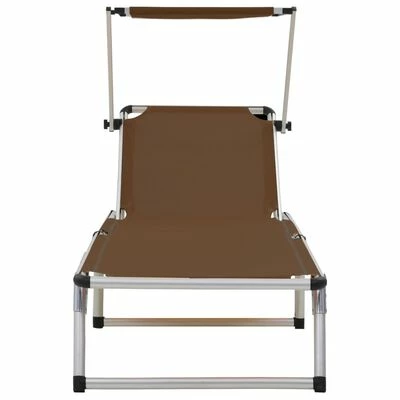 VidaXL Chaises longues pliables toit 2 pcs Aluminium textilène Marron 5 VidaXL Chaises longues pliables toit 2 pcs Aluminium textilène Marron – Image 3