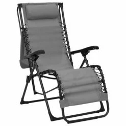 VidaXL Chaise pliable de terrasse Textilène Gris 10 VidaXL Chaise pliable de terrasse Textilène Gris -Bains de soleil Soldes image 3 312466