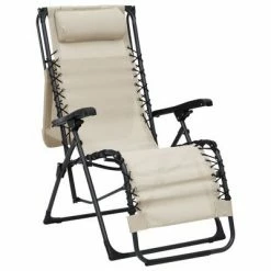 VidaXL Chaise pliable de terrasse Textilène Crème -Bains de soleil Soldes image 3 312468