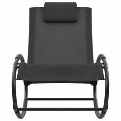 VidaXL Chaise longue avec oreiller Acier et textilène Noir 10 VidaXL Chaise longue avec oreiller Acier et textilène Noir -Bains de soleil Soldes image 3 317583