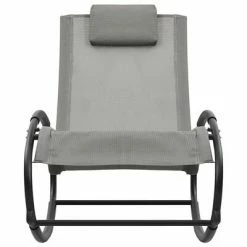 VidaXL Chaise longue avec oreiller Acier et textilène Gris 10 VidaXL Chaise longue avec oreiller Acier et textilène Gris -Bains de soleil Soldes image 3 317584