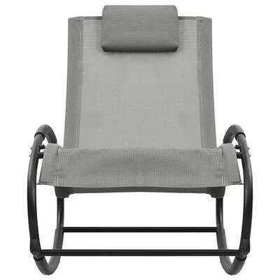 VidaXL Chaise longue avec oreiller Acier et textilène Gris 5 VidaXL Chaise longue avec oreiller Acier et textilène Gris – Image 3