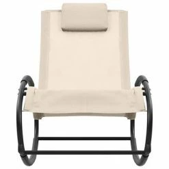 VidaXL Chaise longue avec oreiller Acier et textilène Crème 10 VidaXL Chaise longue avec oreiller Acier et textilène Crème -Bains de soleil Soldes image 3 317585