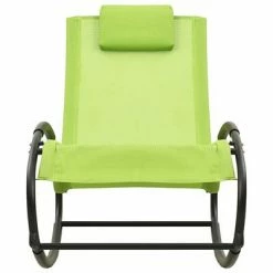 VidaXL Chaise longue avec oreiller Acier et textilène Vert 10 VidaXL Chaise longue avec oreiller Acier et textilène Vert -Bains de soleil Soldes image 3 317586