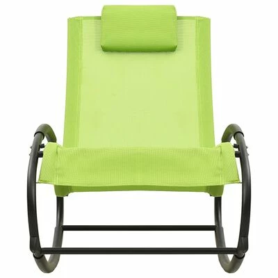 VidaXL Chaise longue avec oreiller Acier et textilène Vert 5 VidaXL Chaise longue avec oreiller Acier et textilène Vert – Image 3