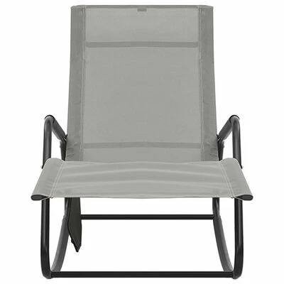 VidaXL Chaise longue Acier et textilène Gris 5 VidaXL Chaise longue Acier et textilène Gris – Image 3