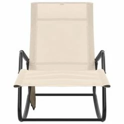 VidaXL Chaise longue Acier et textilène Crème 10 VidaXL Chaise longue Acier et textilène Crème -Bains de soleil Soldes image 3 317593