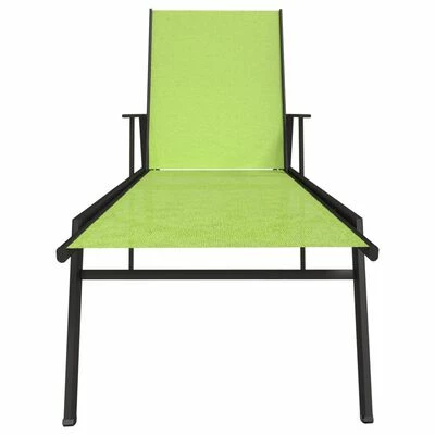 VidaXL Chaise longue Acier et tissu textilène Vert 5 VidaXL Chaise longue Acier et tissu textilène Vert – Image 3
