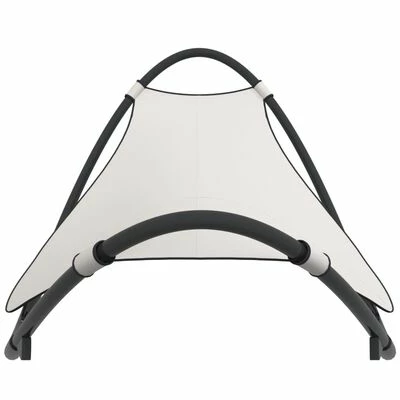 VidaXL Chaise longue à bascule avec roues Acier et textilène Crème 5 VidaXL Chaise longue à bascule avec roues Acier et textilène Crème – Image 3