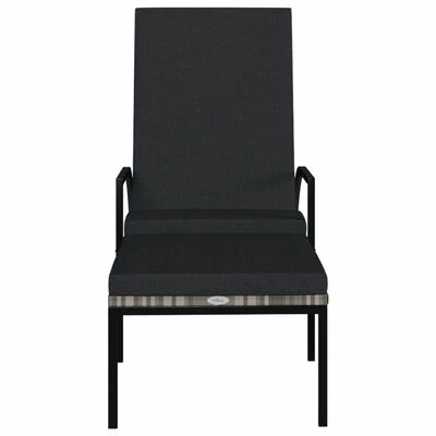 VidaXL Chaise longue avec repose-pied Résine tressée Gris 5 VidaXL Chaise longue avec repose-pied Résine tressée Gris – Image 3