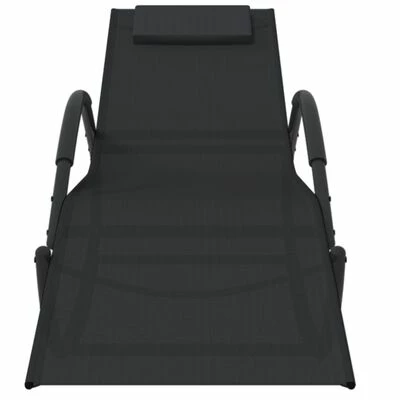 VidaXL Chaise longue à bascule Noir Acier et textilène 5 VidaXL Chaise longue à bascule Noir Acier et textilène – Image 3