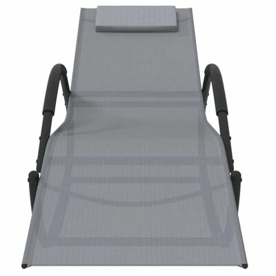 VidaXL Chaise longue à bascule Gris Acier et textilène 5 VidaXL Chaise longue à bascule Gris Acier et textilène – Image 3