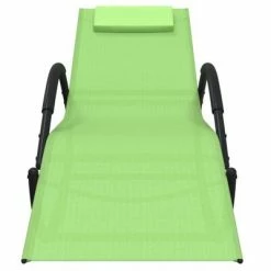 VidaXL Chaise longue à bascule Vert Acier et textilène -Bains de soleil Soldes image 3 318119