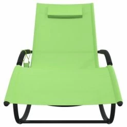 VidaXL Chaise longue à bascule Vert Acier et textilène -Bains de soleil Soldes image 3 318123