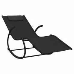 VidaXL Chaises longues à bascule 2 pcs Noir Acier et textilène -Bains de soleil Soldes image 3 318128