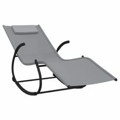 VidaXL Chaises longues à bascule 2 pcs Gris Acier et textilène 10 VidaXL Chaises longues à bascule 2 pcs Gris Acier et textilène -Bains de soleil Soldes image 3 318129