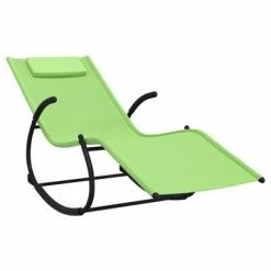 VidaXL Chaises longues à bascule 2 pcs Vert Acier et textilène 10 VidaXL Chaises longues à bascule 2 pcs Vert Acier et textilène -Bains de soleil Soldes image 3 318131