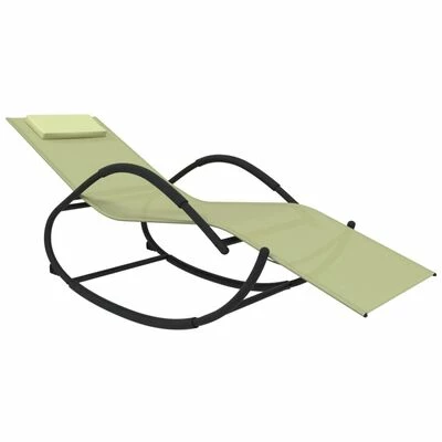 VidaXL Chaises longues à bascule 2 pcs Crème Acier et textilène 5 VidaXL Chaises longues à bascule 2 pcs Crème Acier et textilène – Image 3