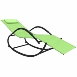 VidaXL Chaises longues à bascule 2 pcs Vert Acier et textilène -Bains de soleil Soldes image 3 318135