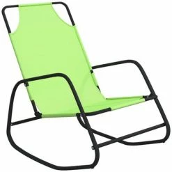 VidaXL Chaises longues à bascule 2 pcs Vert Acier et textilène 10 VidaXL Chaises longues à bascule 2 pcs Vert Acier et textilène -Bains de soleil Soldes image 3 318143