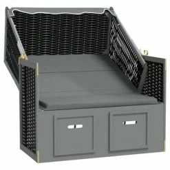 VidaXL Strandkorb avec auvent Résine tressée et bois solide Anthracite 10 VidaXL Strandkorb avec auvent Résine tressée et bois solide Anthracite -Bains de soleil Soldes image 3 318653