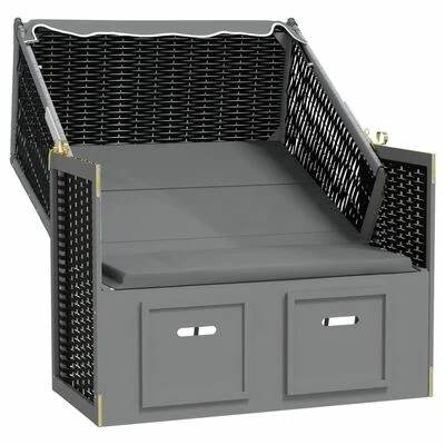 VidaXL Strandkorb avec auvent Résine tressée et bois solide Anthracite 5 VidaXL Strandkorb avec auvent Résine tressée et bois solide Anthracite – Image 3
