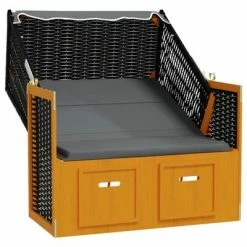 VidaXL Strandkorb avec auvent Résine tressée et bois solide Anthracite 10 VidaXL Strandkorb avec auvent Résine tressée et bois solide Anthracite -Bains de soleil Soldes image 3 318658