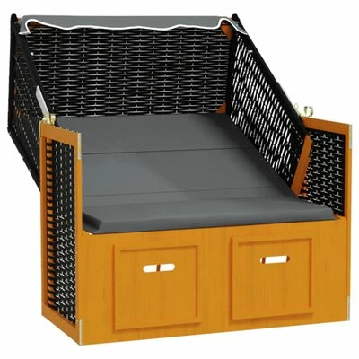 VidaXL Strandkorb avec auvent Résine tressée et bois solide Anthracite 5 VidaXL Strandkorb avec auvent Résine tressée et bois solide Anthracite – Image 3