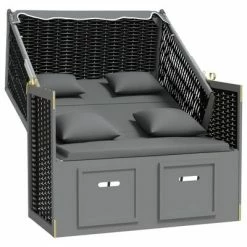 VidaXL Strandkorb avec coussin Résine tressée bois solide Anthracite 10 VidaXL Strandkorb avec coussin Résine tressée bois solide Anthracite -Bains de soleil Soldes image 3 318662