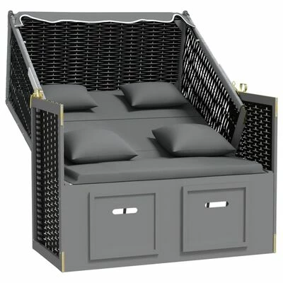 VidaXL Strandkorb avec coussin Résine tressée bois solide Anthracite 5 VidaXL Strandkorb avec coussin Résine tressée bois solide Anthracite – Image 3