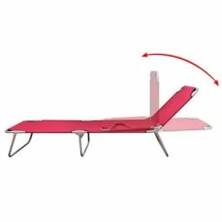 VidaXL Chaise longue pliable Acier enduit de poudre Rouge 10 VidaXL Chaise longue pliable Acier enduit de poudre Rouge -Bains de soleil Soldes image 3 41479