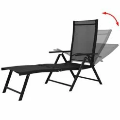 VidaXL Chaise longue pliable Aluminium Noir 10 VidaXL Chaise longue pliable Aluminium Noir -Bains de soleil Soldes image 3 41741