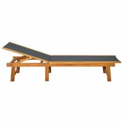 VidaXL Chaise longue avec table Bois d'acacia solide et textilène 10 VidaXL Chaise longue avec table Bois d'acacia solide et textilène -Bains de soleil Soldes image 3 41746