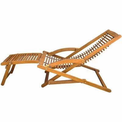 VidaXL Chaise de terrasse avec repose-pied Bois d'acacia solide 5 VidaXL Chaise de terrasse avec repose-pied Bois d'acacia solide – Image 3
