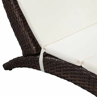 VidaXL Chaise longue pliable avec coussin Résine tressée Marron 5 VidaXL Chaise longue pliable avec coussin Résine tressée Marron – Image 3