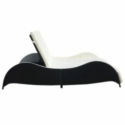 VidaXL Chaise longue double avec coussin Résine tressée Noir 10 VidaXL Chaise longue double avec coussin Résine tressée Noir -Bains de soleil Soldes image 3 41977