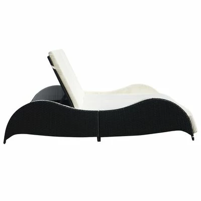 VidaXL Chaise longue double avec coussin Résine tressée Noir 5 VidaXL Chaise longue double avec coussin Résine tressée Noir – Image 3