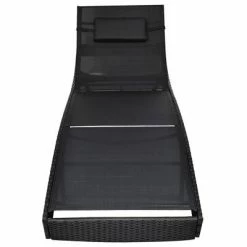 VidaXL Chaise longue Résine tressée Noir 8 VidaXL Chaise longue Résine tressée Noir -Bains de soleil Soldes image 3 42478