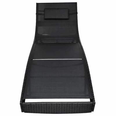 VidaXL Chaise longue Résine tressée Noir 5 VidaXL Chaise longue Résine tressée Noir – Image 3