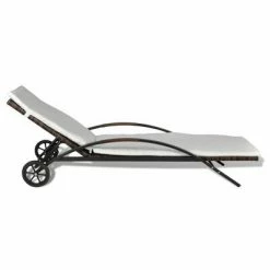 VidaXL Chaise longue avec coussin et roues Résine tressée Marron 10 VidaXL Chaise longue avec coussin et roues Résine tressée Marron -Bains de soleil Soldes image 3 42488